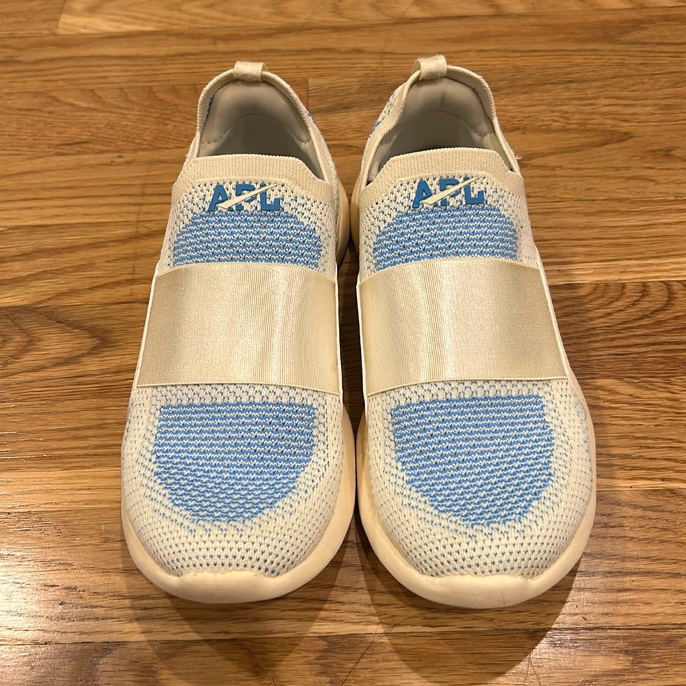 APL Women's Cream and Blue Slip-On Sneakers. Only used them for a few times.
